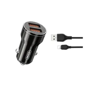 2 X USB Car Charger - With Iphone Cabel - Gavevalg